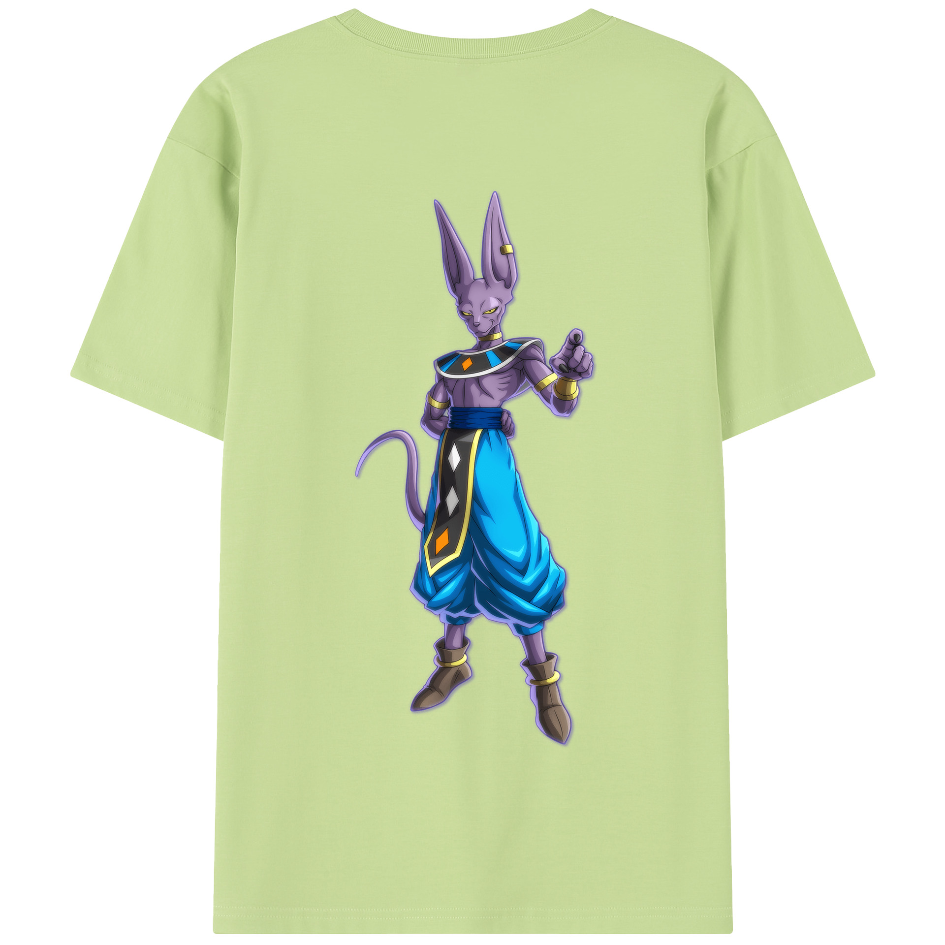 （画像用） ドラゴンボール ビルス 破壊神ビルス DRAGON BALL Beerus Birusu 綿100％半袖Tシャツ（背面プリント）